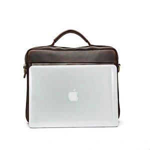 Vintage Mens Business Briefcase Top Grain Cowhide Leather Shoulder Bags