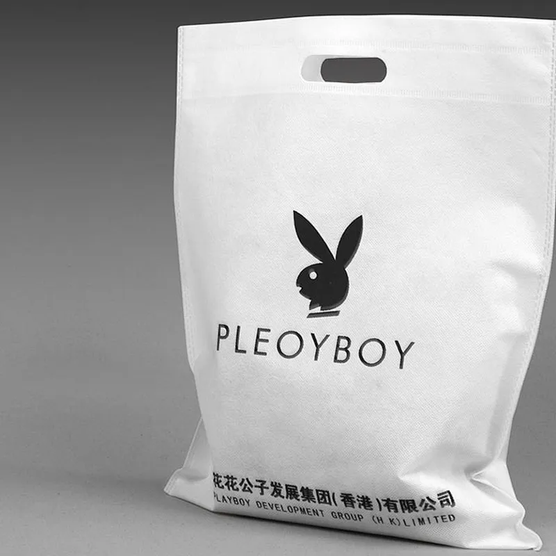 Promotional cheap logo printable reusable black non-woven shopping bags with handles