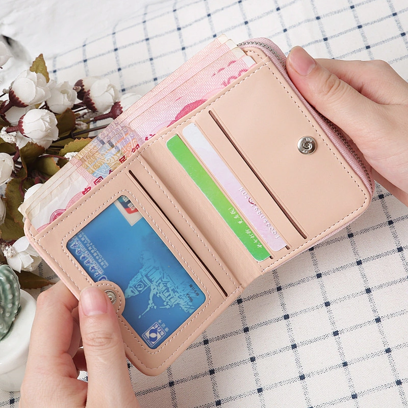 Ladies Korean Style Multi-functional Short Style Litchi Stria Coin Bag Wallet with Tassel