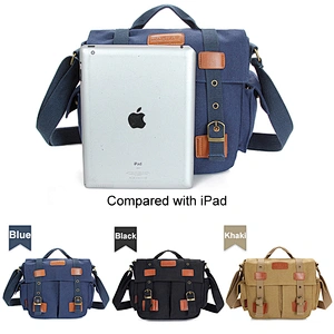 College mens small canvas crossbody multi pocket shoulder cross bag for men