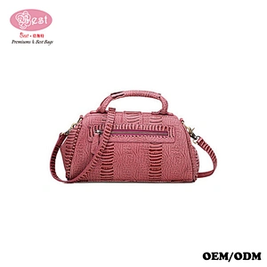 Factory Custom Crodile Embossed Real Leather Tote Bag Women Doctor Bag Hinge Closure Handbag