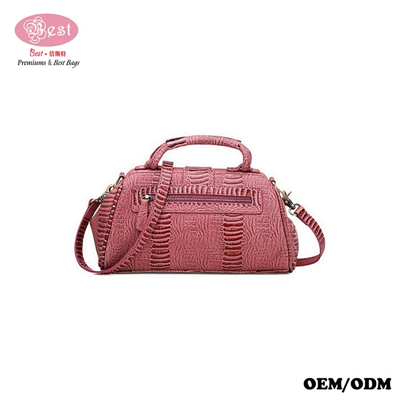 Factory Custom Crodile Embossed Real Leather Tote Bag Women Doctor Bag Hinge Closure Handbag
