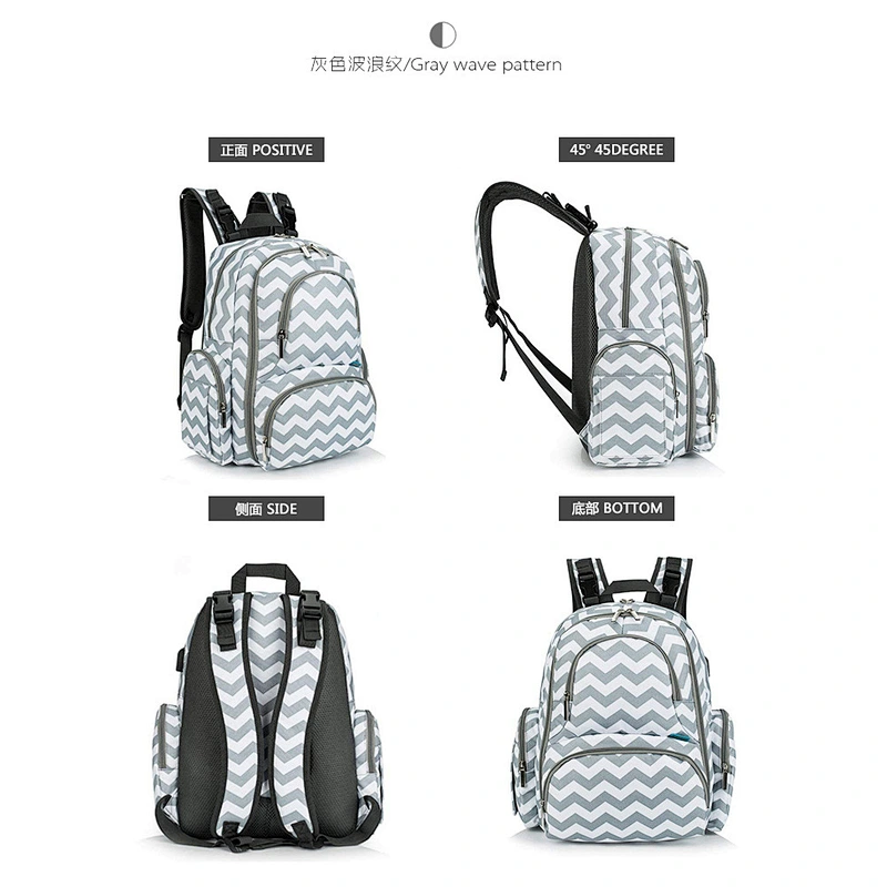 Multi-function large capacity waterproof USB port leisure nylon mum & baby backpack for travel or camping