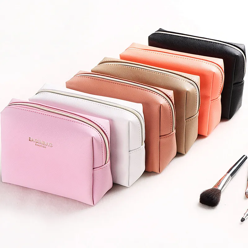 Small customized portable high quality black cosmetic pouch bag for purse