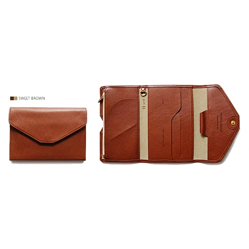 Cheap tri-fold passport holder leather business card holder phone bag