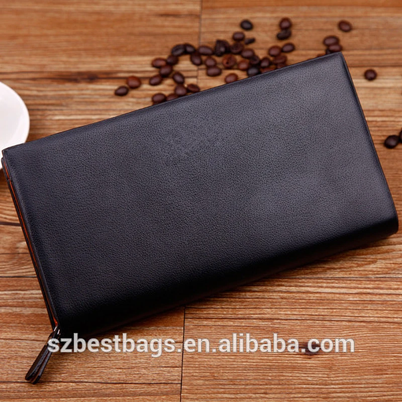 Gioss mens long genuine leather wallet bag zipper pocket