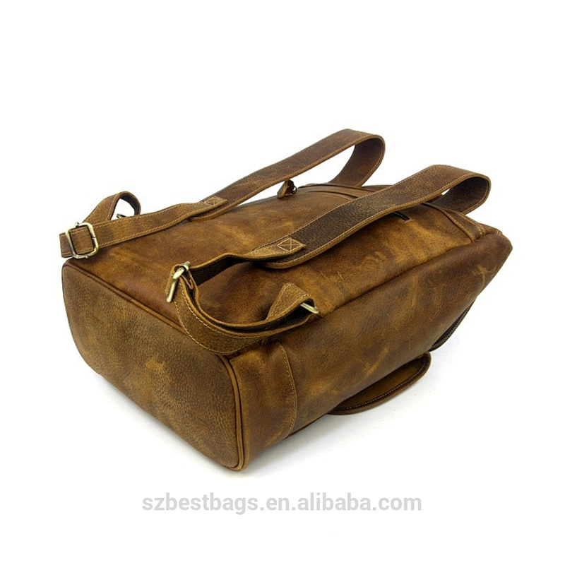 Classic Laptop Backpack Full-Grain Cowhide Leather Rucksack Travel Backpacks