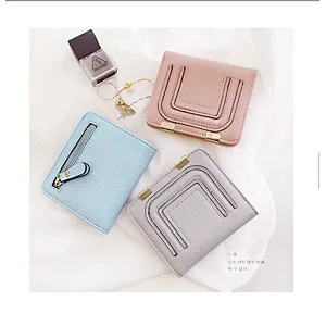 Women cute mini pu leather money coin purse clip wallet lady credit card holder for girls