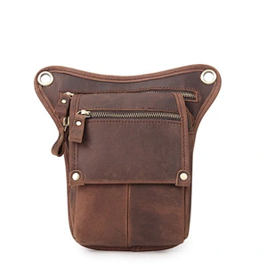 Genuine Leather Vintage Fanny Pack For Men Running Belt Small Pouch Case For Phone