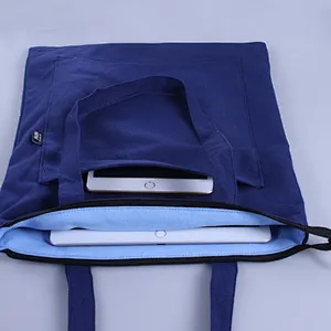 Wholesale cheap reusable personalised mini vintage canvas tote shopping bags with zipper
