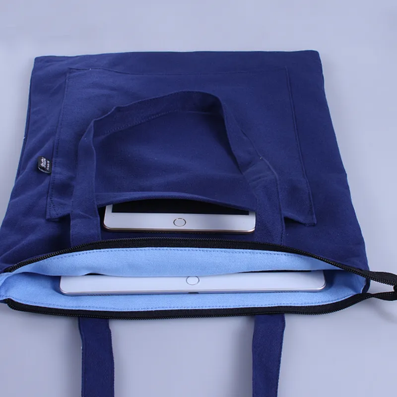 Wholesale cheap reusable personalised mini vintage canvas tote shopping bags with zipper