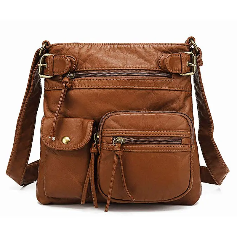 2019 trendy soft leather crossbody bag  sling bag waterproof multiple purse messenger bags