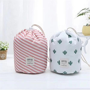 Large Capacity Multi-function Portable Drawstring Travel Packing Cylinder Cosmetic Bag