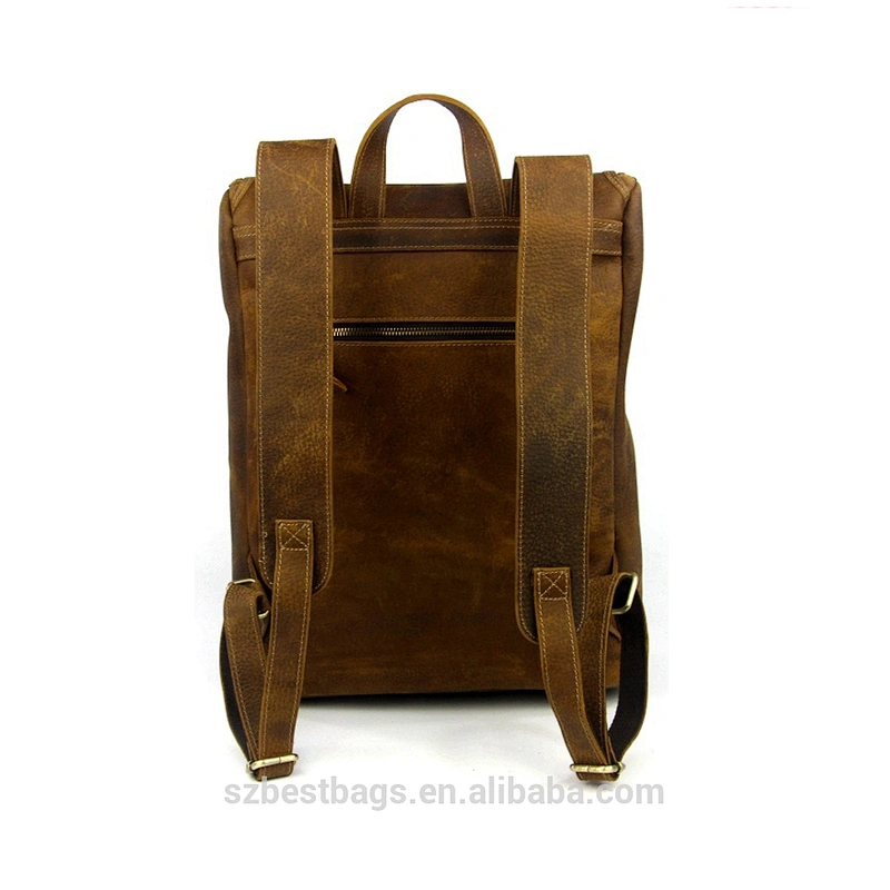 Classic Laptop Backpack Full-Grain Cowhide Leather Rucksack Travel Backpacks