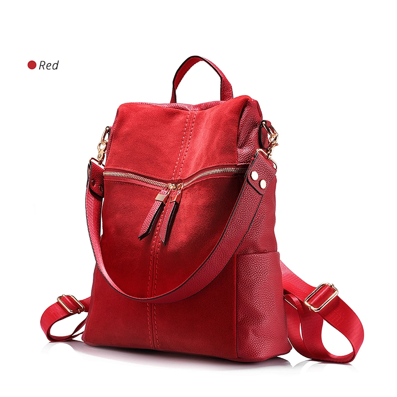 Women backpack vintage PU leather school waterproof