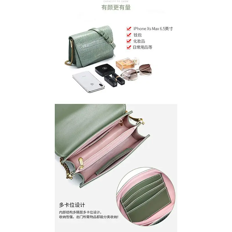 2019 Korean style simple versatile alligator pattern bag cross body bag for shopping or daily used