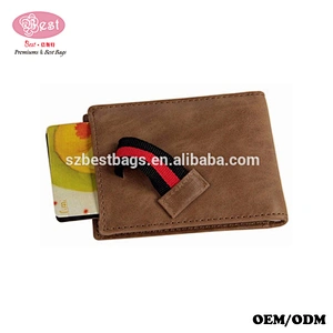 Top grain genuine leather Rfid wallet mens wallet with elastic strap
