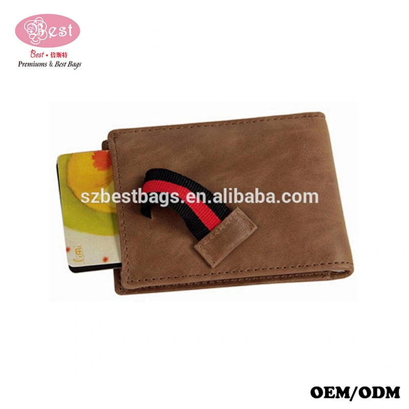 Top grain genuine leather Rfid wallet mens wallet with elastic strap