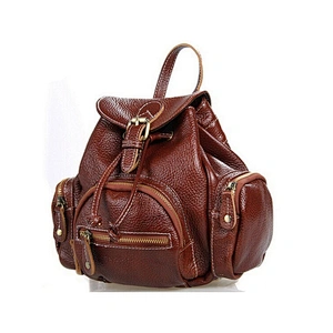 On Line Shopping New Design Pebbled Real Leather Mini Stylish Lady Drawings Pouch Backpack Bag