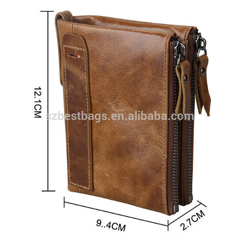 Customized top grain genuine leather wallet for men women crazy horse leather wallet