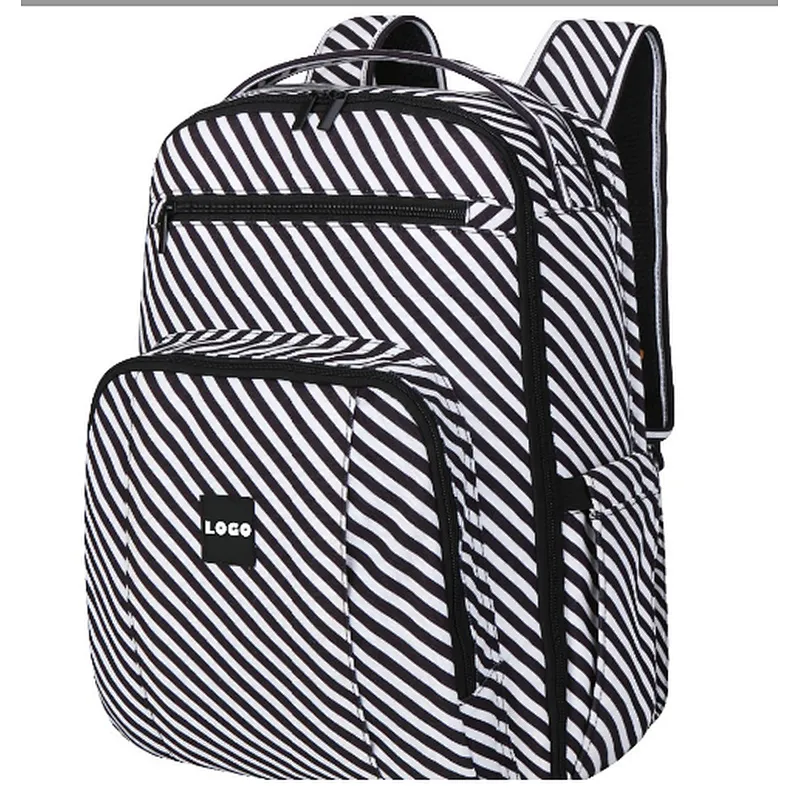 Black and white stripe canvas baby changing diaper bag back pack mummy backpack