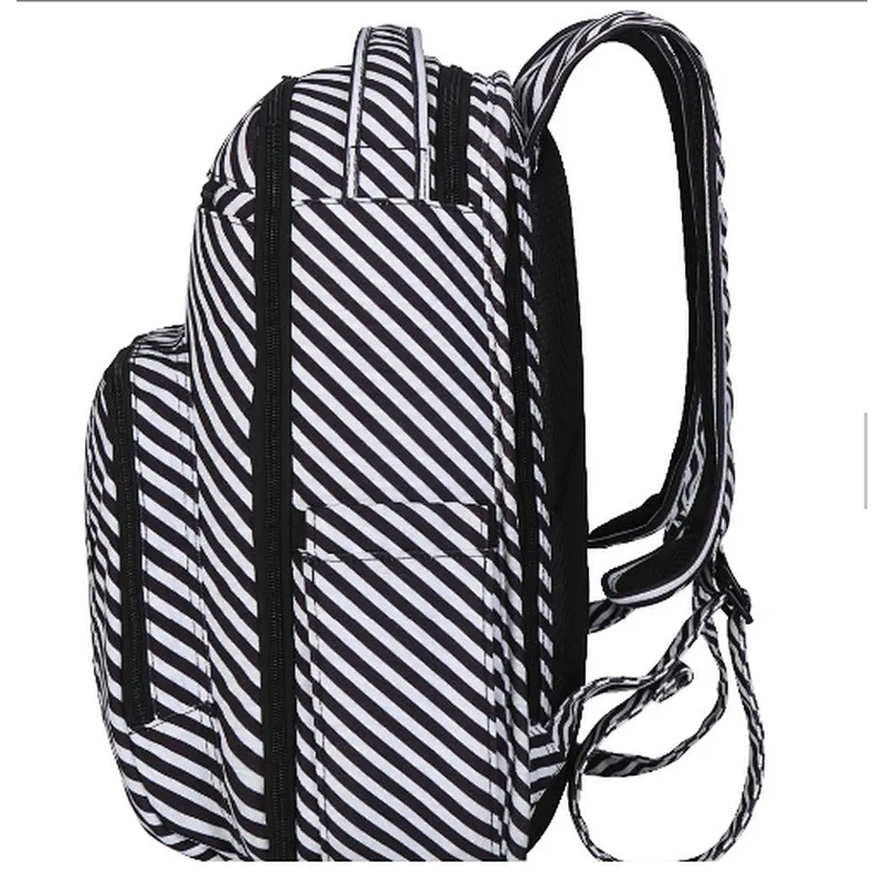 Black and white stripe canvas baby changing diaper bag back pack mummy backpack