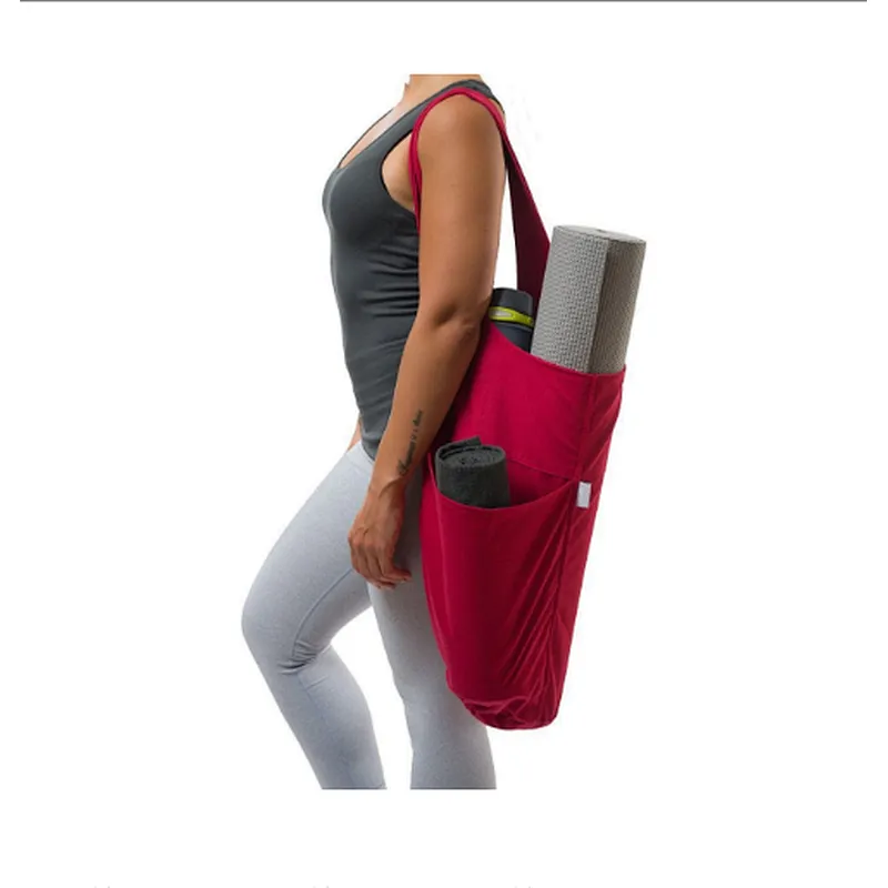 Durable Custom Large Capacity Printed Canvas Sling Yoga Mat Bags For Large Yoga Mats