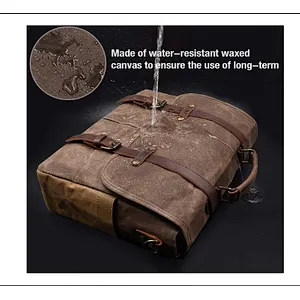 Waterproof Messenger Bag Genuine Leather Waxed Canvas 15.6 Inch personalized gift bags life spirit bags