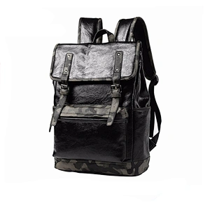 Military Men's Rucksack Travelling Backpack PU School Book Bags