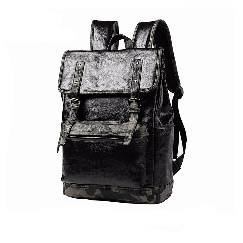 Military Men's Rucksack Travelling Backpack PU School Book Bags