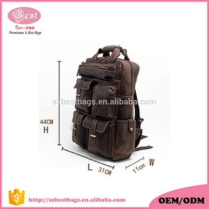 Factory Custom LOGO OEM Small MOQ Genuine Leather Brand Backpack Men