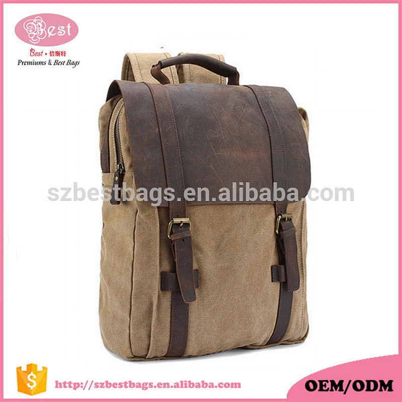 shoulder  strap for backpack for men and women with crazy horse leather flap