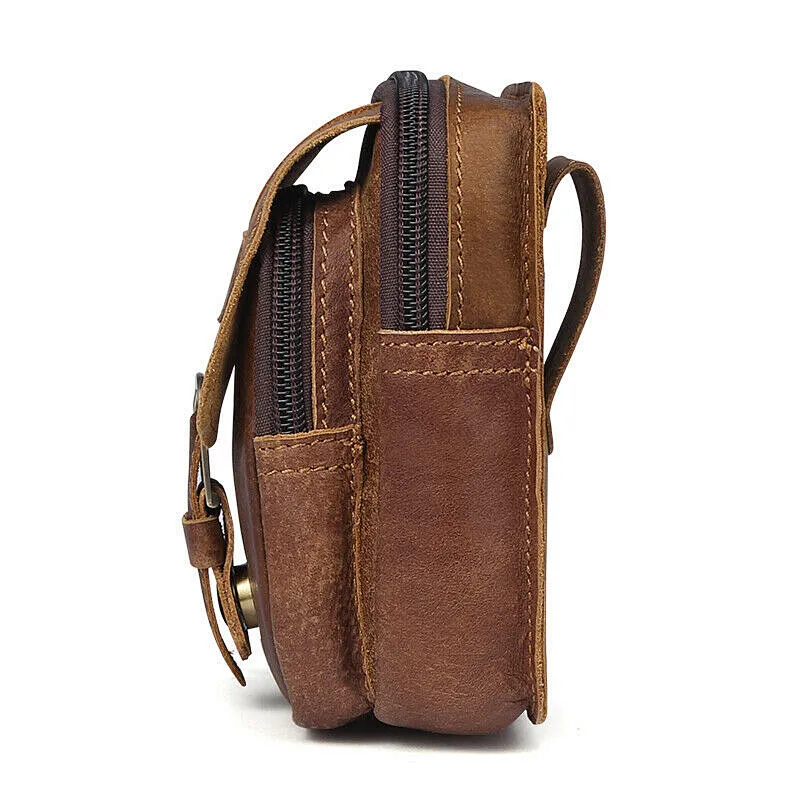New Men Hip Bum Fanny Purse magnetic waist belt Small Genuine Leather Cell Phone Bag