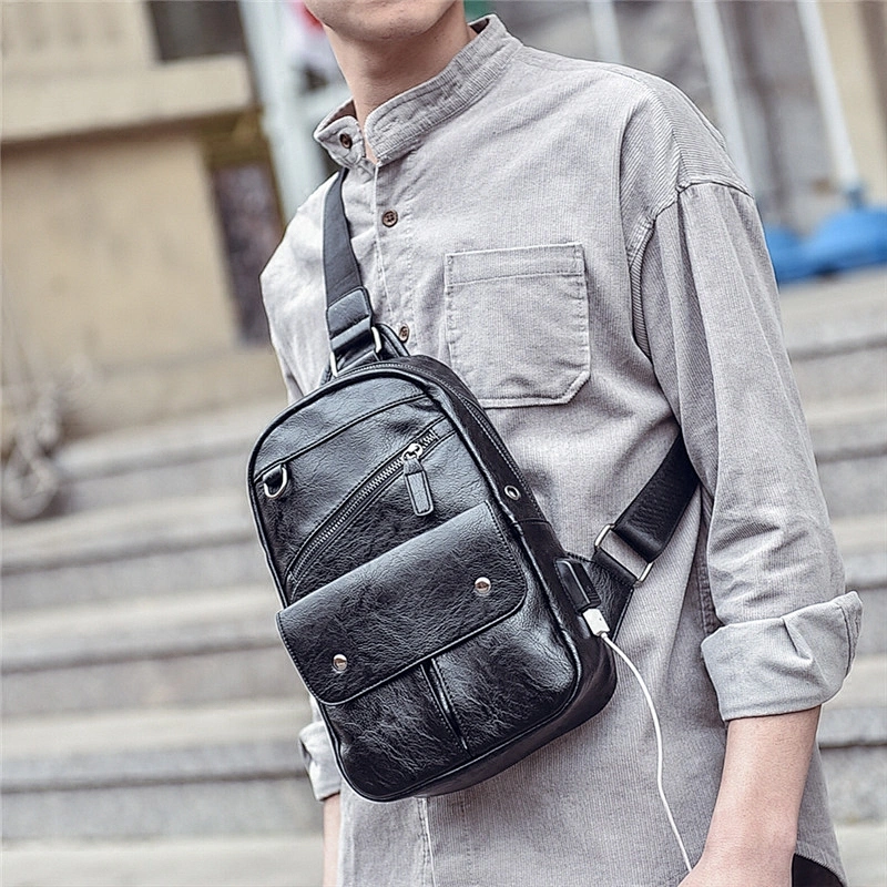 Men's chest sling back pack bag one shoulder single strap backpack for men