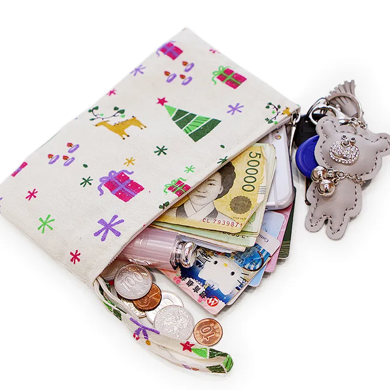 Wholesale custom plain canvas cosmetic zipper pouch makeup make up bag for women