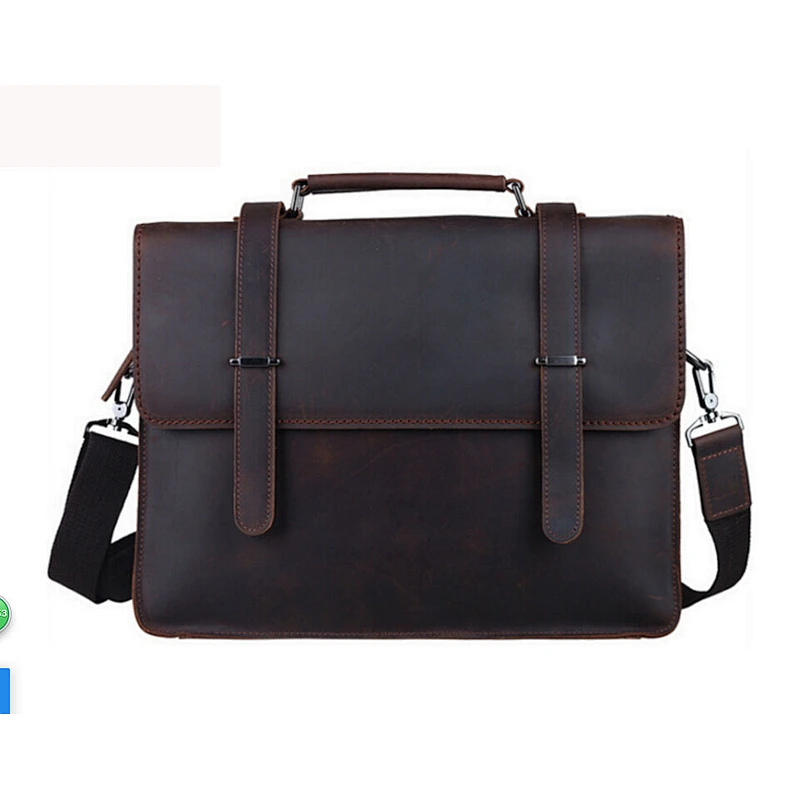 New Crazy Horse Leather Men's Shoulder Bag Business Briefcase Messenger Bag