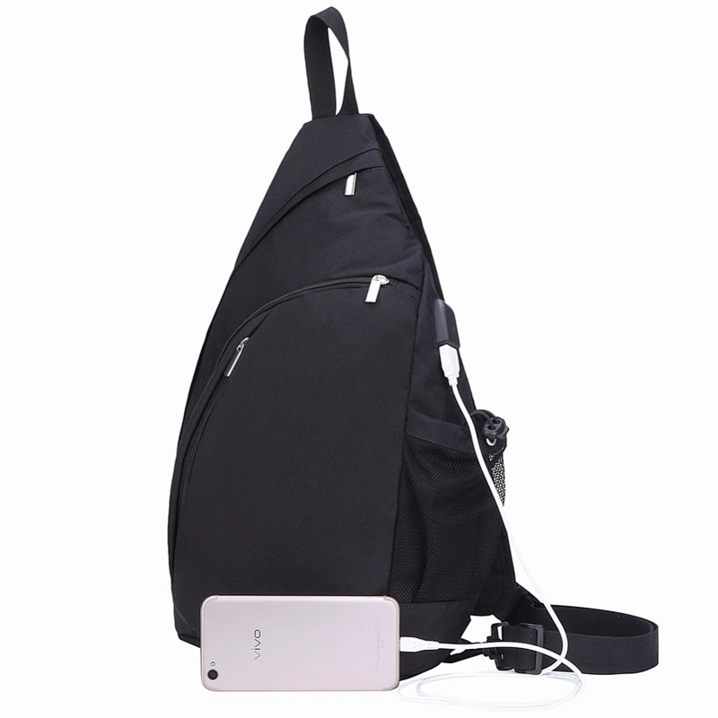 Practical casual outdoor foldable cross body chest pack sling bag with USB