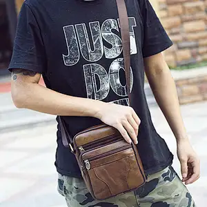 Custom wholesale sling pu men's shoulder bag crossbody vintage Travel Sports Chest messenger bag