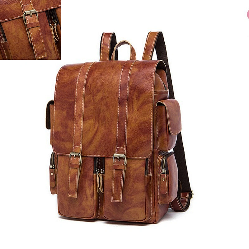 Custom Business Leather Backpack Shoulders Bag fochier travel luggage bag sport pack carry bag
