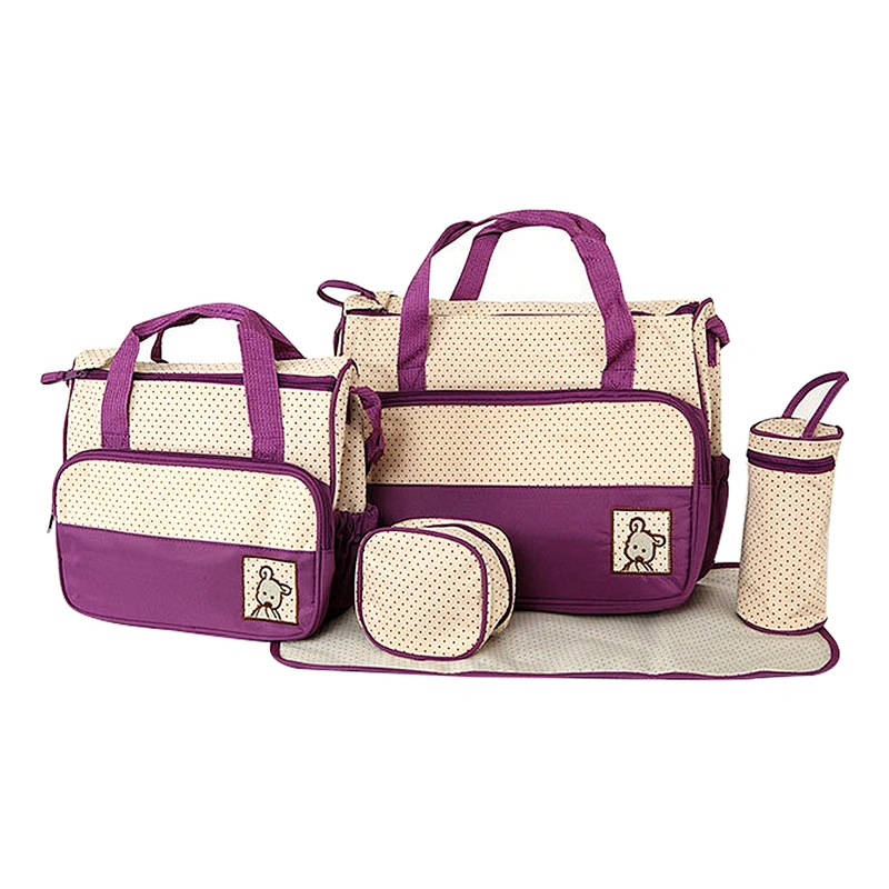 Multifunctional Shoulder Handbags for Mothers Fashion Diaper Bags 5 Set Carry Bags Mummy Baby Bag