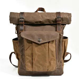 Wholesale make canvas backpack rucksack high quality outdoor school Backpacks