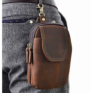 Leather Mens Thigh Drop Leg Hook Bum Bag Fanny Pack Waist Bag Belt Phone Pouch