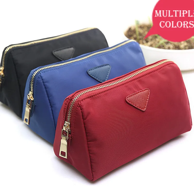 Custom waterproof printed red polyester cosmetic bag toiletry makeup pouch with zipper