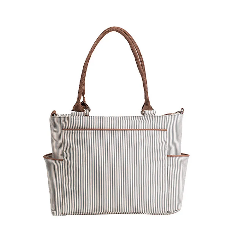 Extra large wet dry 3 in 1 grey stripe girl mum mummy baby diaper bag set