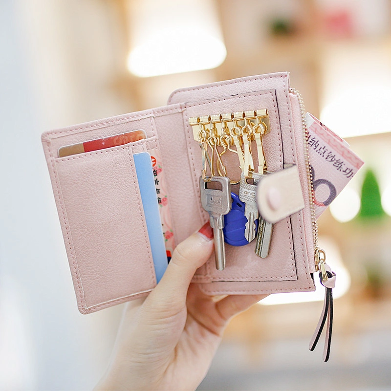 2020 New Product  fashion foldable lightweight PU key wallet for shopping