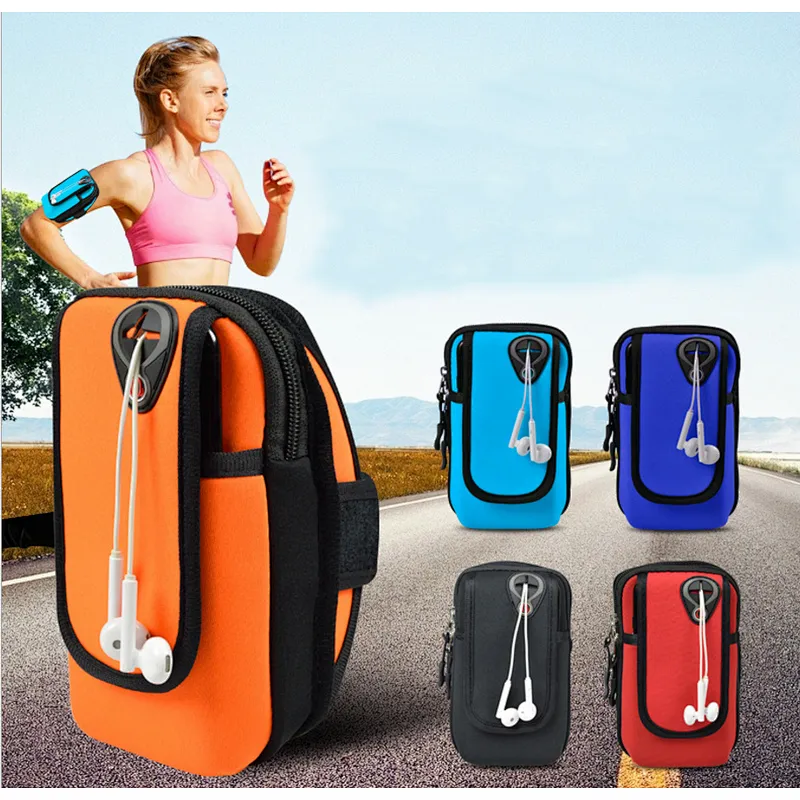 Outdoor sports mobile phone arm pouch running exercise neoprene hand phone case fitness center equipment phone pouch