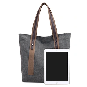 new style Women's Large inspired Designer Style canvas PU Leather Shopper Ladies HandBag  oversized foldable shopping bag pouch