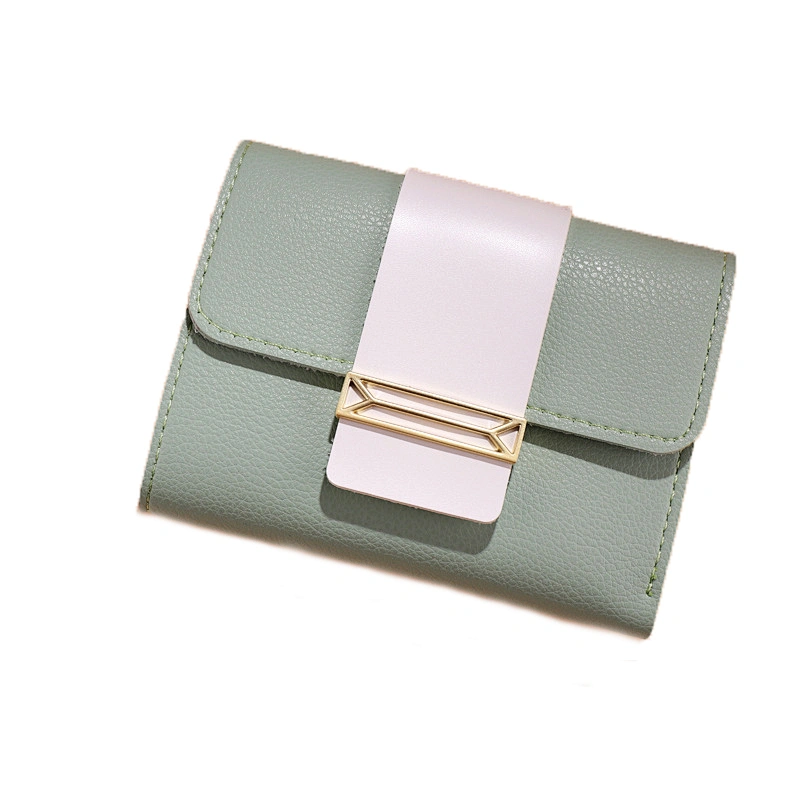 Ladies Contrast Color Multi-functional Short Style Coin Bag pu Leather Wallet