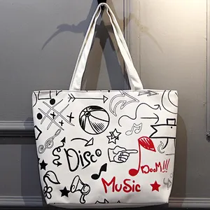 Custom made eco friendly reusable folding printed canvas tote shopping hand bag