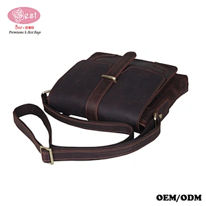 Vintage Unisex Handbags Business Briefcase Top Grain Leather Messenger Bags